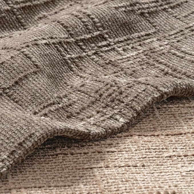 MIULEE Chenille Textured Lumbar Throw Pillow Covers Taupe Grey 12x20 | Set of 2 - Image 2
