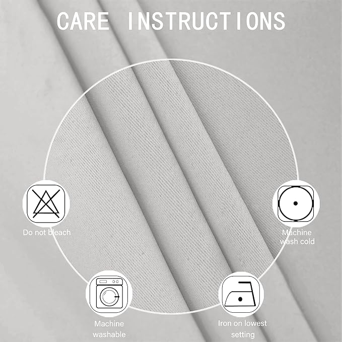 Blackout Curtains 66 x 84 inch/Light Grey Curtains Set of 2 Panels/Thermal - Image 4