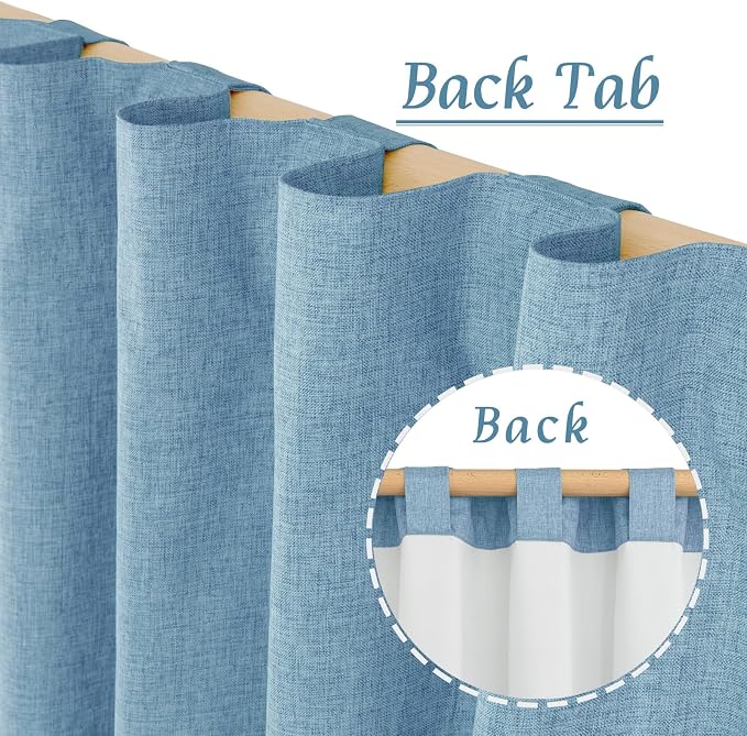 Blue 100% Blackout Linen Curtains 84 Inch - Image 6