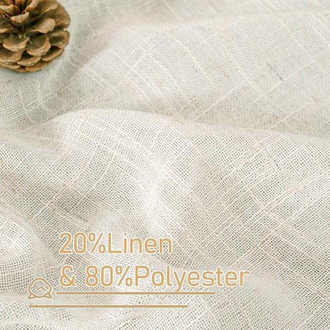 Cream Linen Semi Sheer Curtains 63 Inch - Image 2