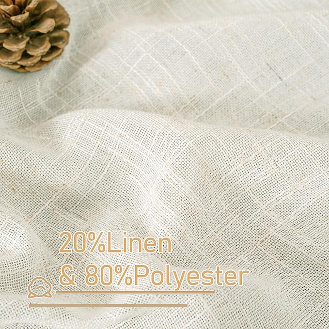 Cream Linen Kitchen Curtains 30 Inch Length - Image 2