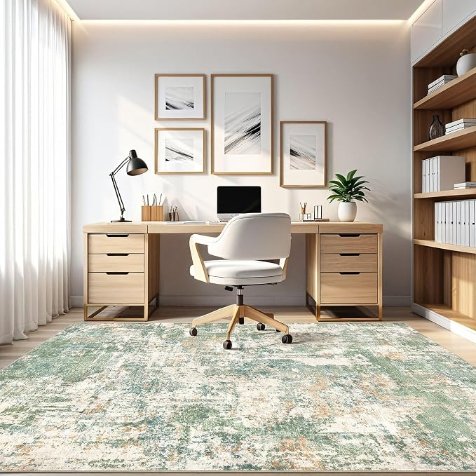 LOONGRUG 3x5 Rug Machine Washable Neutral Modern Abstract Soft Rug Green | - Image 8