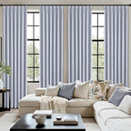 MIULEE Chambray Blue Pinch Pleated 100% Blackout Curtains 40x108 Inches | Room - Image 7
