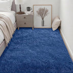 Area Rug Living Room Bedroom: 4x6 Fluffy Plush Shag Carpet Blue | - Image 3