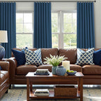 Navy Blue Black Out Curtains 63 Inch Long 2 Panel Burg Linen Textured Thermal - Image 7