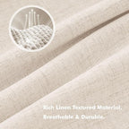 MIULEE 100% Blackout Linen Curtains 42 x 84 Inch Cream Beige 2 Panels | Thermal - Image 3