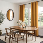 100% Blackout Linen Textured Curtains 90 Inch Long, Mustard Yellow | 100% - Image 5