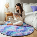 Rainbow Round Area Rugs 6ft, Fluffy Soft Bedroom Circle Rug - Image 6