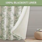 Sage Green Boho Floral 100% Blackout Curtains 84 Inch 2 Panels | Farmhouse - Image 4