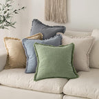 MIULEE Linen Fringe Decorative Euro Throw Pillow Covers Sage Green 24x24 | Set - Image 6
