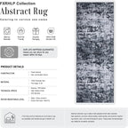 3x10 Washable Runner Rug：Modern Abstract Kitchen Carpet Black | - Image 2
