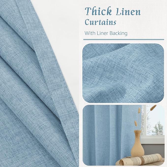 100% Blackout Linen Curtains 63 Inches Long - Image 8