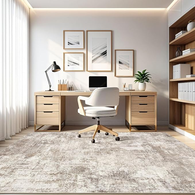 LOONGRUG 4x6 Area Rug Machine Washable Neutral Modern Rugs Brown Beige | - Image 8