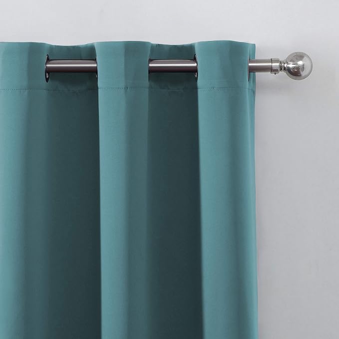 Sea Teal Blackout Curtains 40 x 63 Inch Length/Set of 2 Curtain Panels/Thermal - Image 7