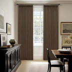 Brown Linen Pinch Pleated Black Out Memory Trained Curtains 102 Inches Long | - Image 6