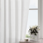 White Linen Curtains for Bedroom Back Tab Light Filtering Privacy Sheer Drapes - Image 2