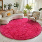 Hot Pink Round Rugs 5ft for Bedroom Living Room, Fluffy Circle Area Rug for - Image 4