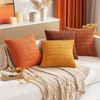 MIULEE Fall Corduroy Decorative Throw Pillow Covers 20x20 Orange Pack of 2 | - Image 8