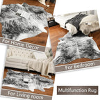 Western Faux Cowhide Rug, Animal Cow Hide Rug, 7 x 6.2 Ft Black | Premium - Image 7