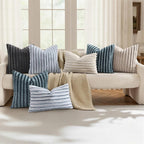 decorUhome Fall Faux Fur Throw Pillow Covers 22x22 Set of 2 Grey White | - Image 5