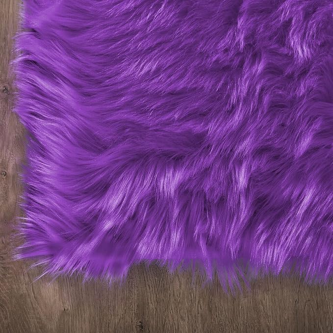 Latepis Alfombras para Salas 5x8 Area Rug Purple Fluffy Washable Shag Faux Fur - Image 5