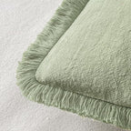 MIULEE Linen Fringe Decorative Euro Throw Pillow Covers Sage Green 24x24 | Set - Image 3