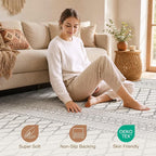 cotiled Boho 10x12 Area Rug for Living Room: Large Moroccan Washable Rug | - Image 4