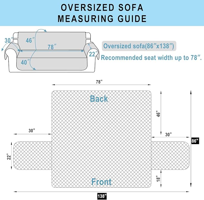 Reversible Oversized Sofa Covers, XL Sofa, Light Grey/Light Grey - Image 7