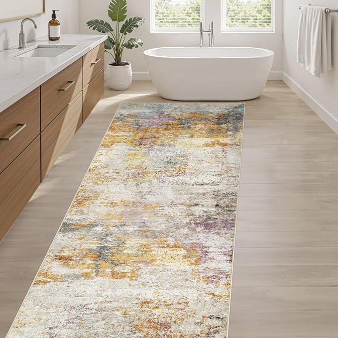LOONGRUG Runner Rug 3x8 Washable Non-Slip Kitchen Neutral Modern Rug | Abstract - Image 5
