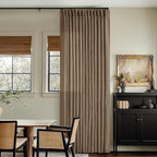 92 Inch Memory Shaped Light Filtering Linen Pleat Brown Window Curtains | Dutch - Image 8