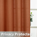 Linen Curtains 84 Inch Long for Living Room 2 Panels, Terracotta | Extra Wide - Image 4