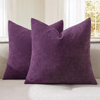 MIULEE Plum Purple Chenille Couch Throw Pillow Covers, 18x18 | Set of 2 by MIULEE
