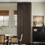 Dark Chocolate 84 Inch Pinch Pleated Semi Sheer Linen Curtains 2 Panels | - Image 6