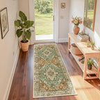 RELEANY Washable Area Rug, Runner 2'x6', Brick/Brown/Green | Non-Slip, Water - Image 4
