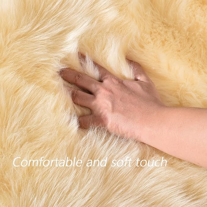 Latepis 8x10 Yellow Area Rug for Living Room Faux Sheepskin Fur Rugs for - Image 5