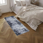 2x5 Washable Runner Rug：Modern Abstract Soft Carpet Dark Black | - Image 2