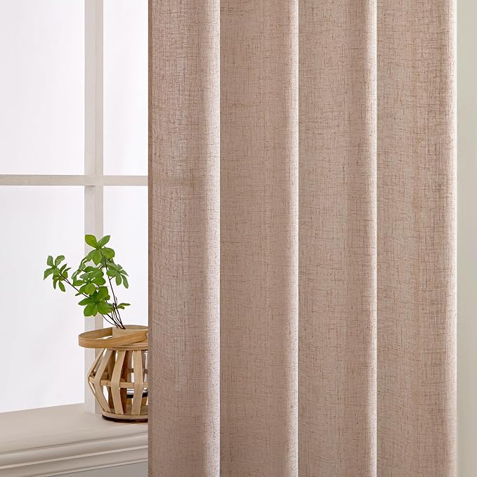 MIULEE Natural Beige Linen Curtains 52x96 Inch Long - Image 5