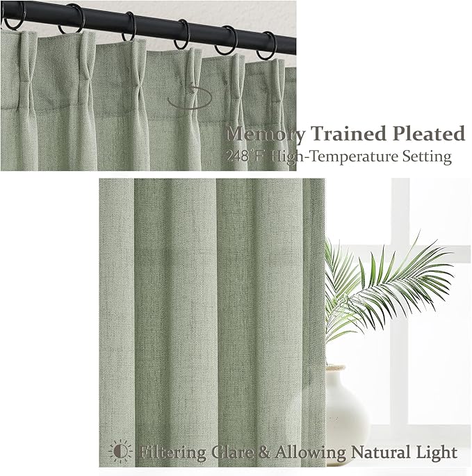 PleatedDrapes Sage Green Farmhouse Curtains - Image 4