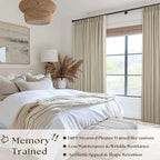 Extra Wide Burlywood Birch Pleated Blackout Linen 60 x 84 Inch Curtains | 100% - Image 2