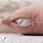 MIULEE Blush Pink Chenille Couch Throw Pillow Covers, 20x20 | Set of 2 - Image 3