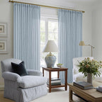 Blue Grey 90 Inch Linen Curtains Pinch Pleated - Image 6