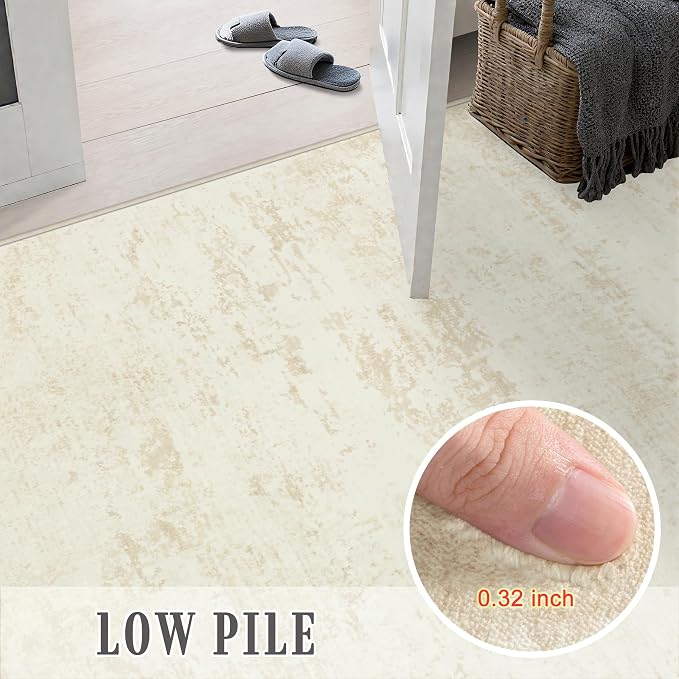 3x8 Washable Runner Rug：Modern Abstract Kitchen Soft Carpet Beige | - Image 9