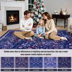 PLHXFR 2x3 Small Entryway Rug: Floral Washable Indoor Soft Carpet Blue | - Image 9