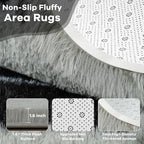 4x6 Black and Grey Fluffy Soft Area Rug Non-Slip - Image 4