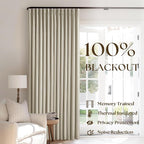 Burlywood Birch 100% Blackout Pinch Pleated Linen Curtains 84 Inches Long | - Image 3