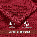 Exclusivo Mezcla Soft Waffle Fleece Bed Blanket Twin XL Size, Deep Red | - Image 8
