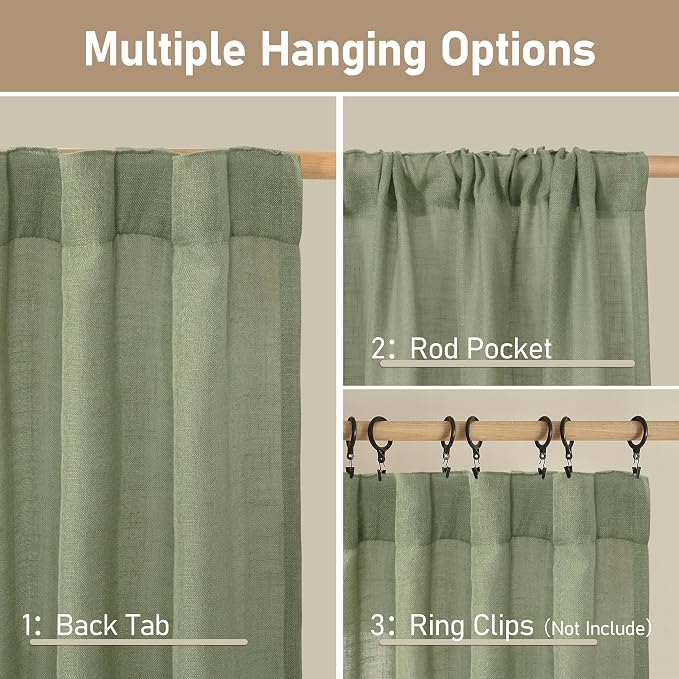 Light Filtering Linen Curtains 72 inches Long - Image 3