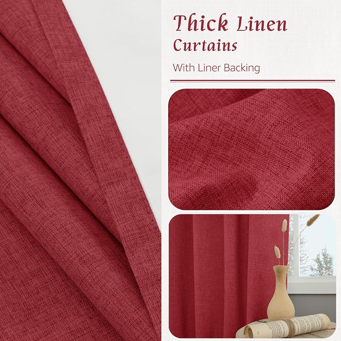 Linen 100% Blackout Window Curtains - Image 7