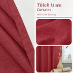 Red Linen Full Blackout Window Curtains - Image 7