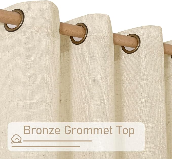 Beige Linen Sheer Curtains 96 Inches Long - Image 3